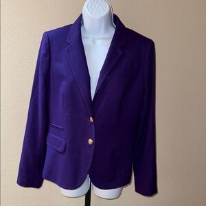 J. Crew School Boy Tailored Blazer Jacket 100% Wool Deep Purple Women's Size 10
